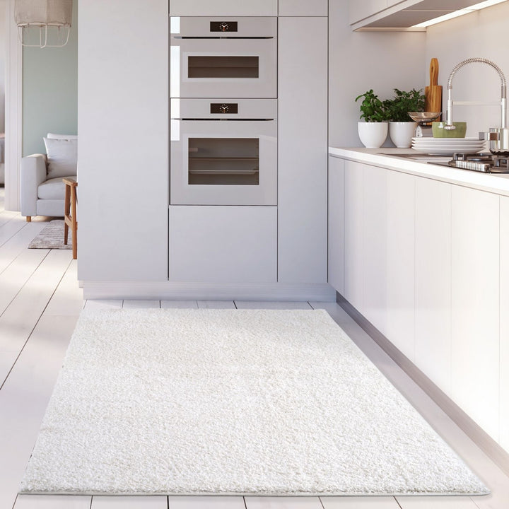 Shaggy Rug Plain White high quality, non-shedding