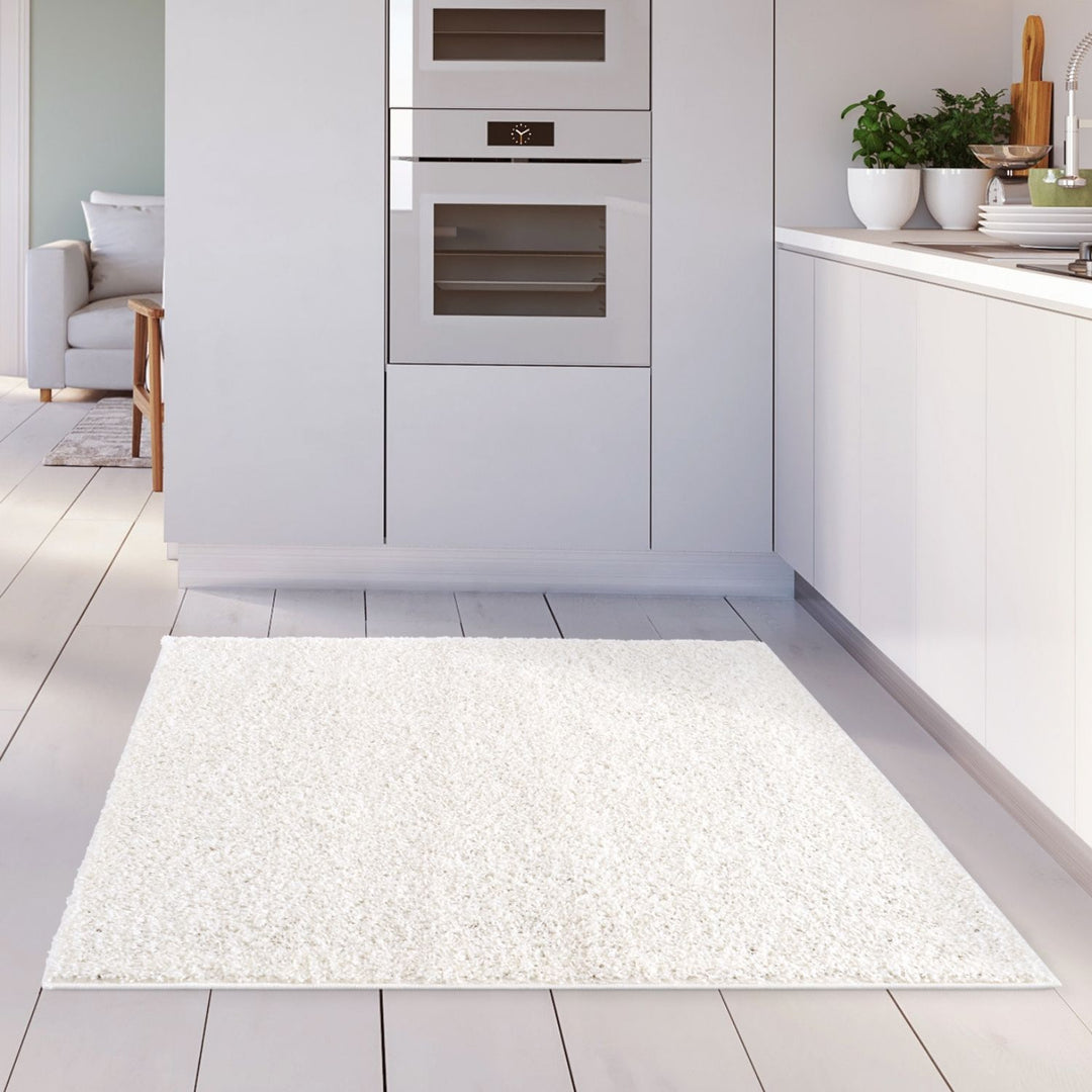 Shaggy Rug Plain White high quality, non-shedding