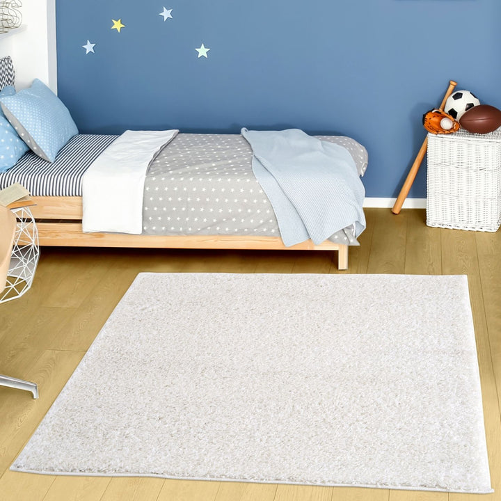 Shaggy Rug Plain White high quality, non-shedding