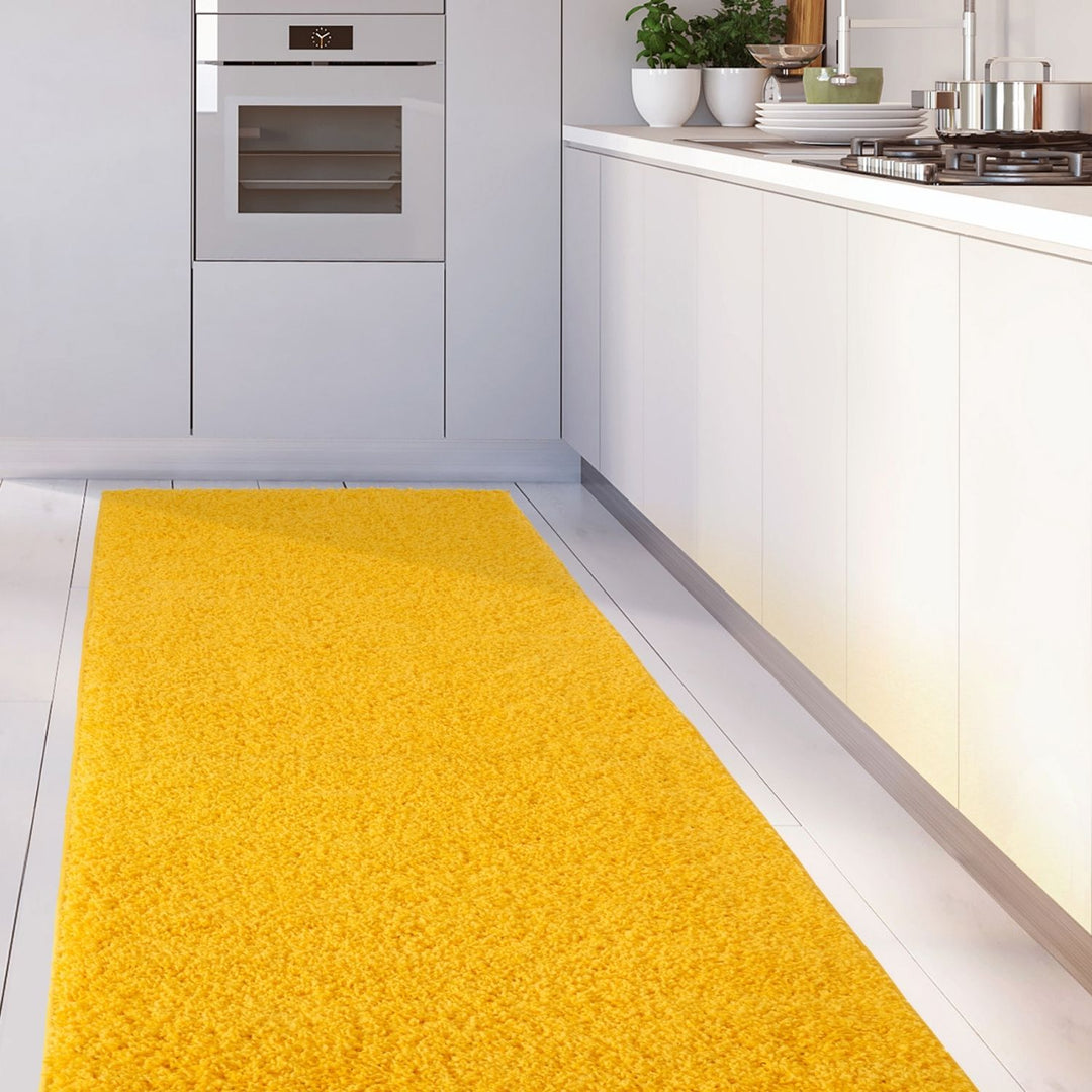Shaggy Rug Plain Yellow high quality, non-shedding