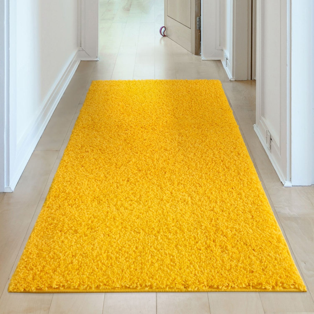 Shaggy Rug Plain Yellow high quality, non-shedding