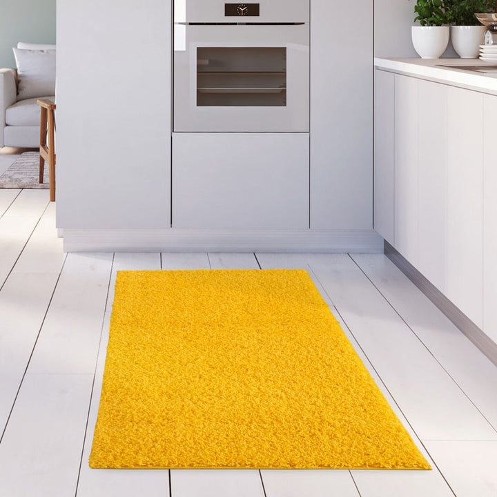 Shaggy Rug Plain Yellow high quality, non-shedding