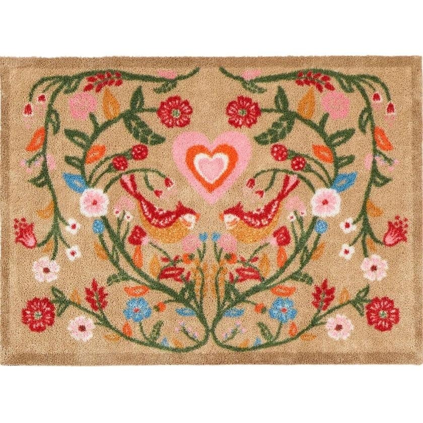 Nature Trailing Botanical Beige mat Washable Non-slip Doormat