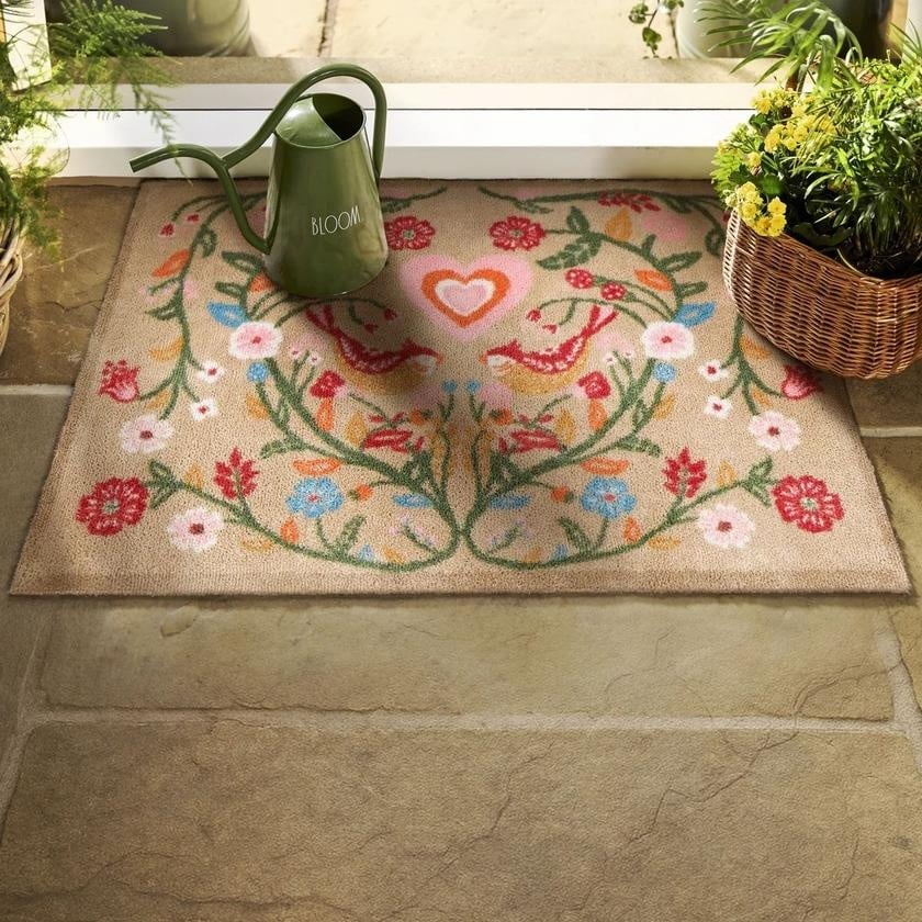 Nature Trailing Botanical Beige mat Washable Non-slip Doormat