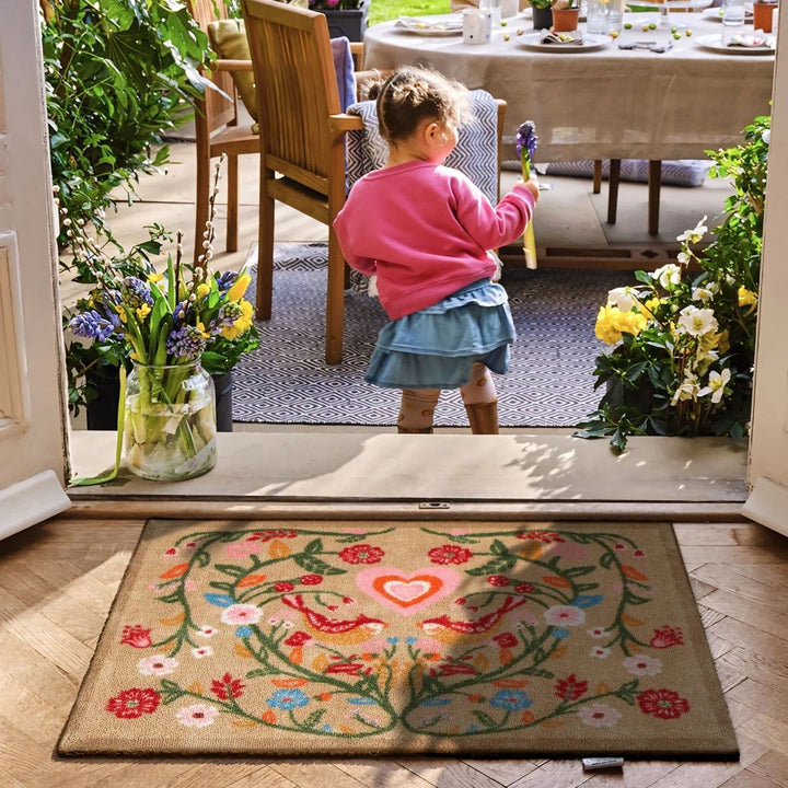 Nature Trailing Botanical Beige mat Washable Non-slip Doormat