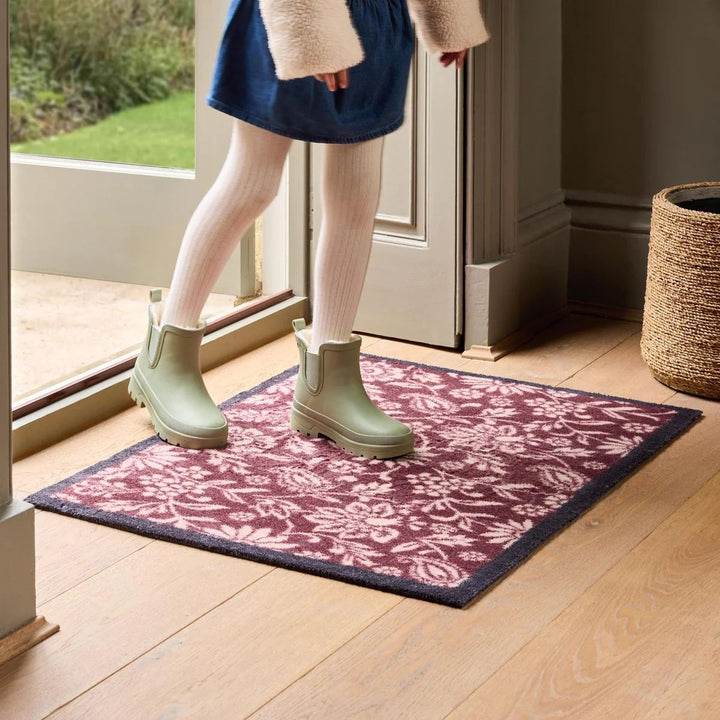 Nature Trailing Botanical Red mat Washable Non-slip Doormat