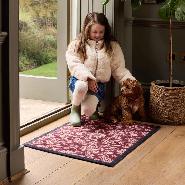 Nature Trailing Botanical Red mat Washable Non-slip Doormat
