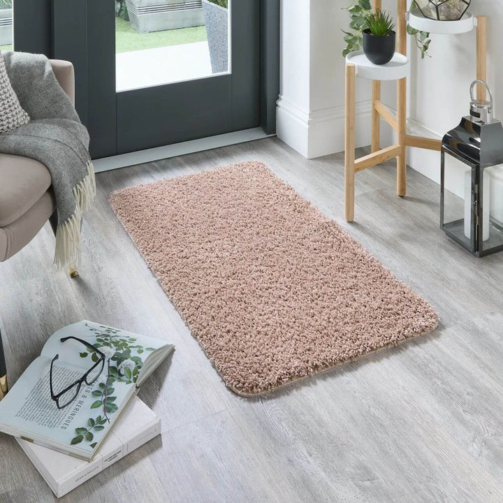 Washable Nude Pink Shaggy Rug | Stain-Resistant | The Rugs