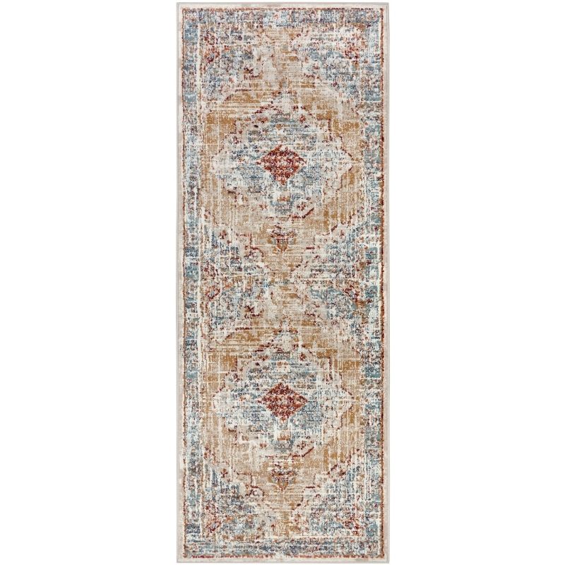 Short Pile Rug Strozzi Oriental Bordered Design