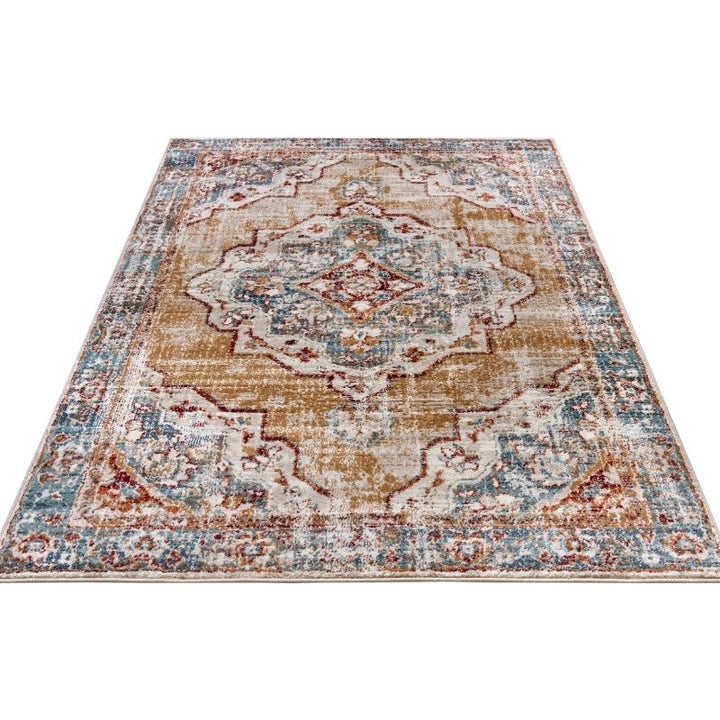 Short Pile Rug Strozzi Oriental Bordered Design