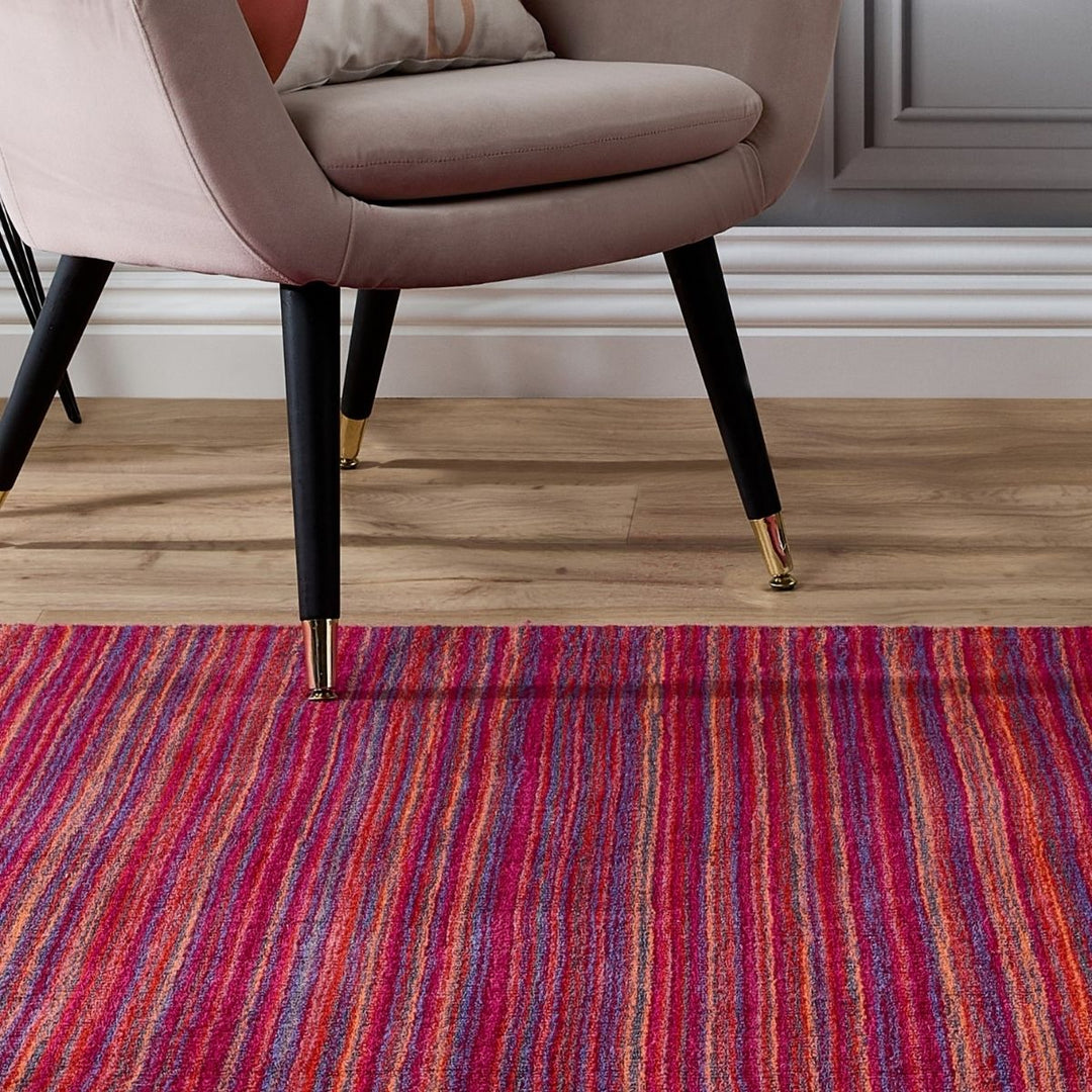 Fine Striped Design Wool Rug