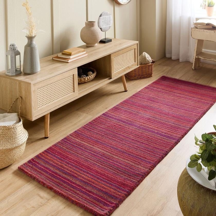 Fine Striped Design Wool Rug