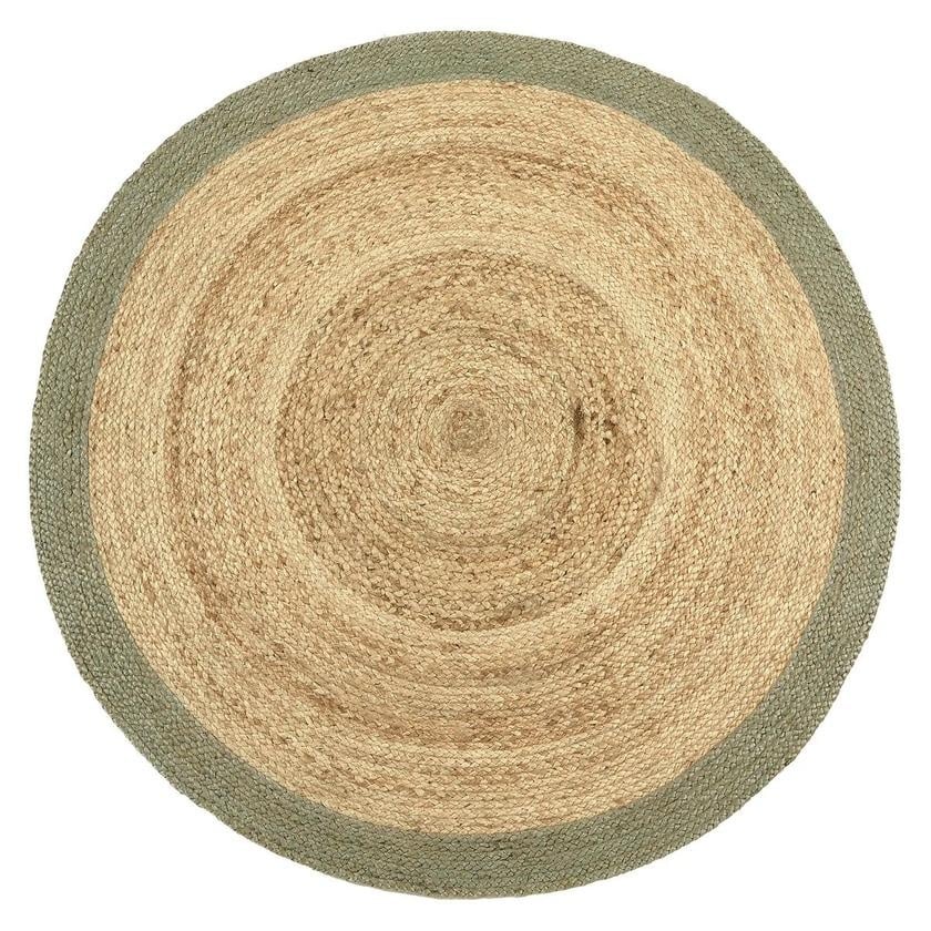 Hand-Braided Jute Rug with Colourful Border