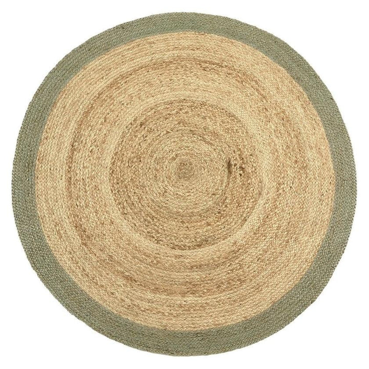 Hand-Braided Jute Rug with Colourful Border