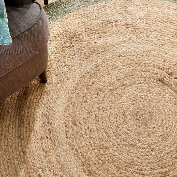 Hand-Braided Jute Rug with Colourful Border