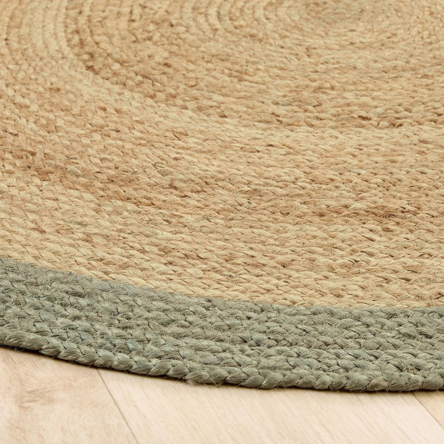 The Rugs - Quality Hand-Braided Jute Rug Green Border