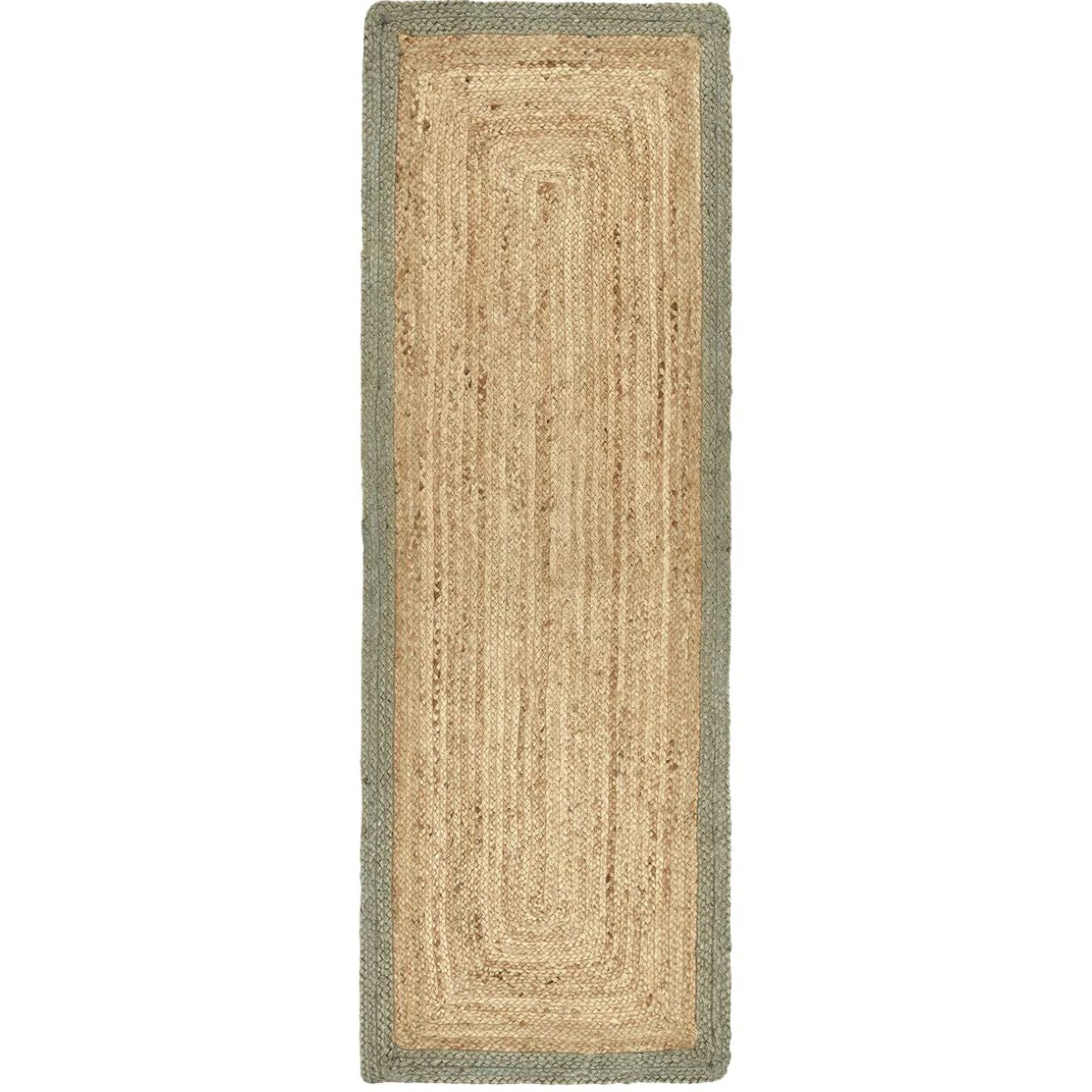 The Rugs Hand-Braided Jute Rug with Colourful Border