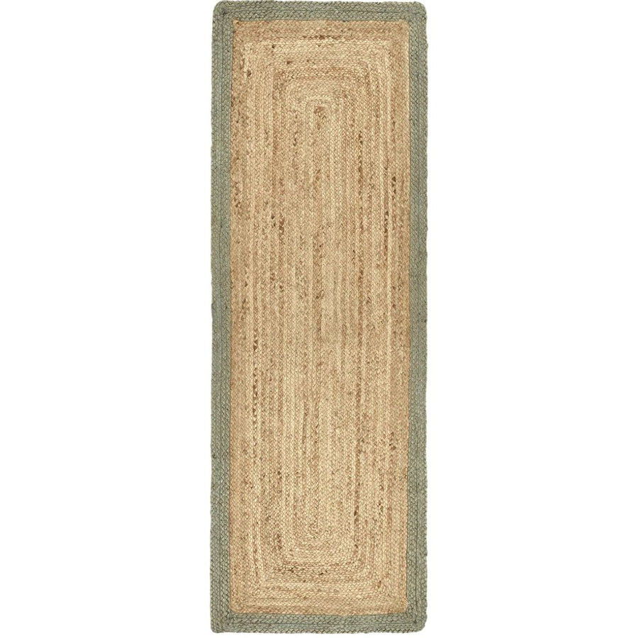 Hand-Braided Jute Rug with Colourful Border