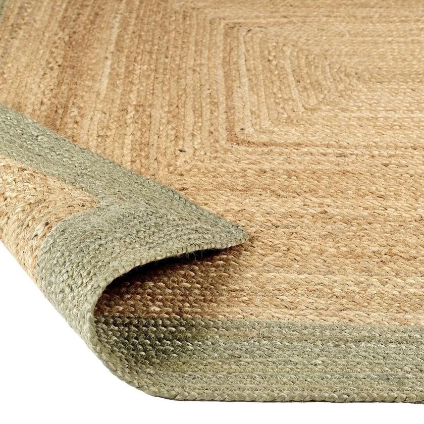 The Rugs Hand-Braided Jute Rug with Colourful Border