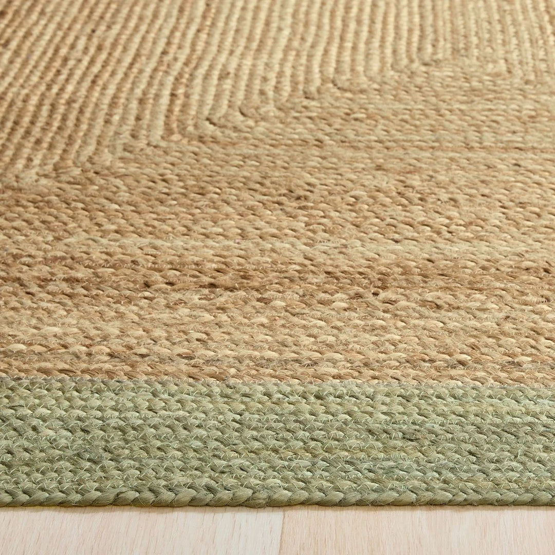 Hand-Braided Jute Rug with Colourful Border