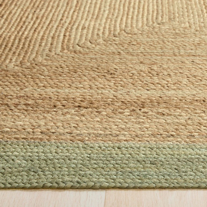 Hand-Braided Jute Rug with Colourful Border