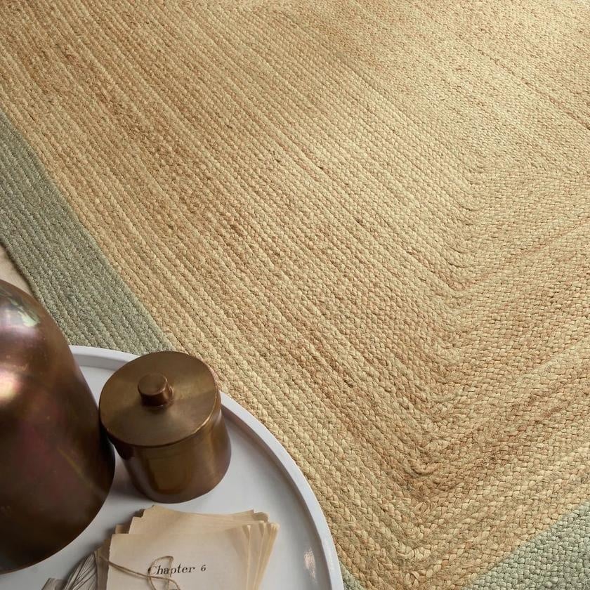 Hand-Braided Jute Rug with Colourful Border