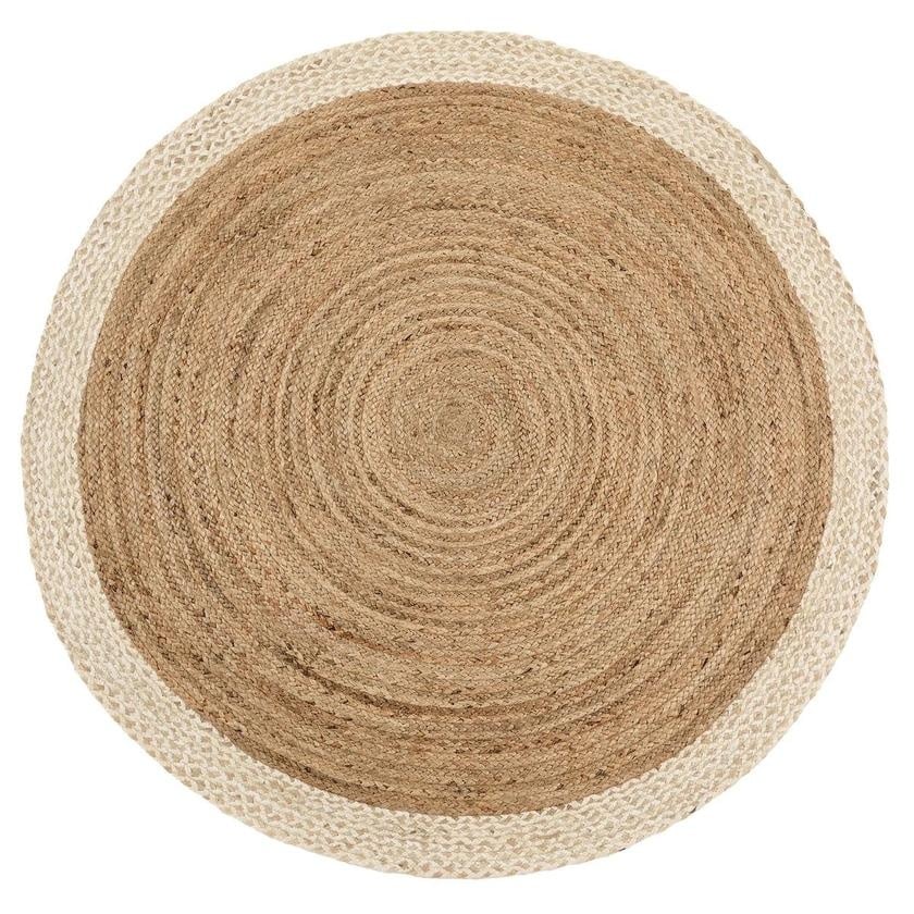 Hand-Braided Jute Rug with Colourful Border