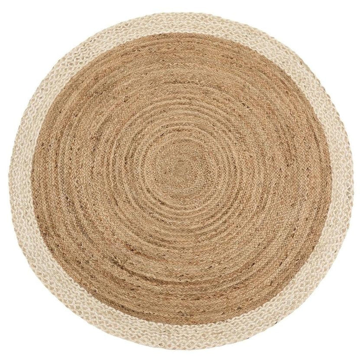 Hand-Braided Jute Rug with Colourful Border