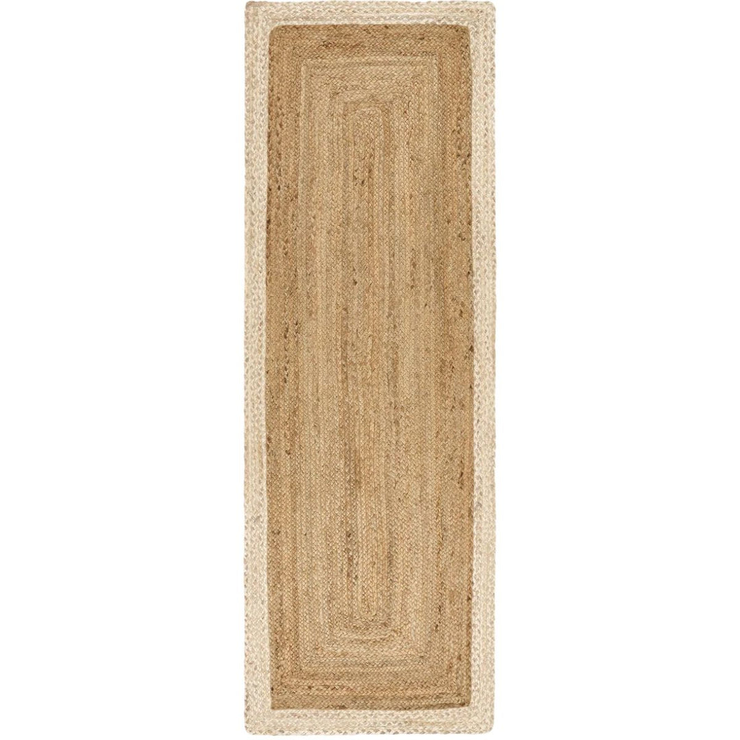 Hand-Braided Jute Rug with Colourful Border
