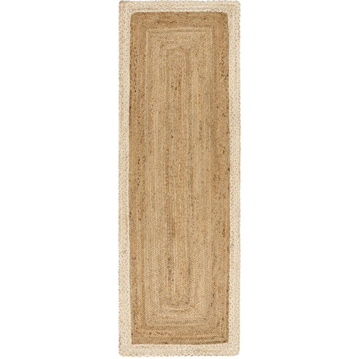 Hand-Braided Jute Rug with Colourful Border