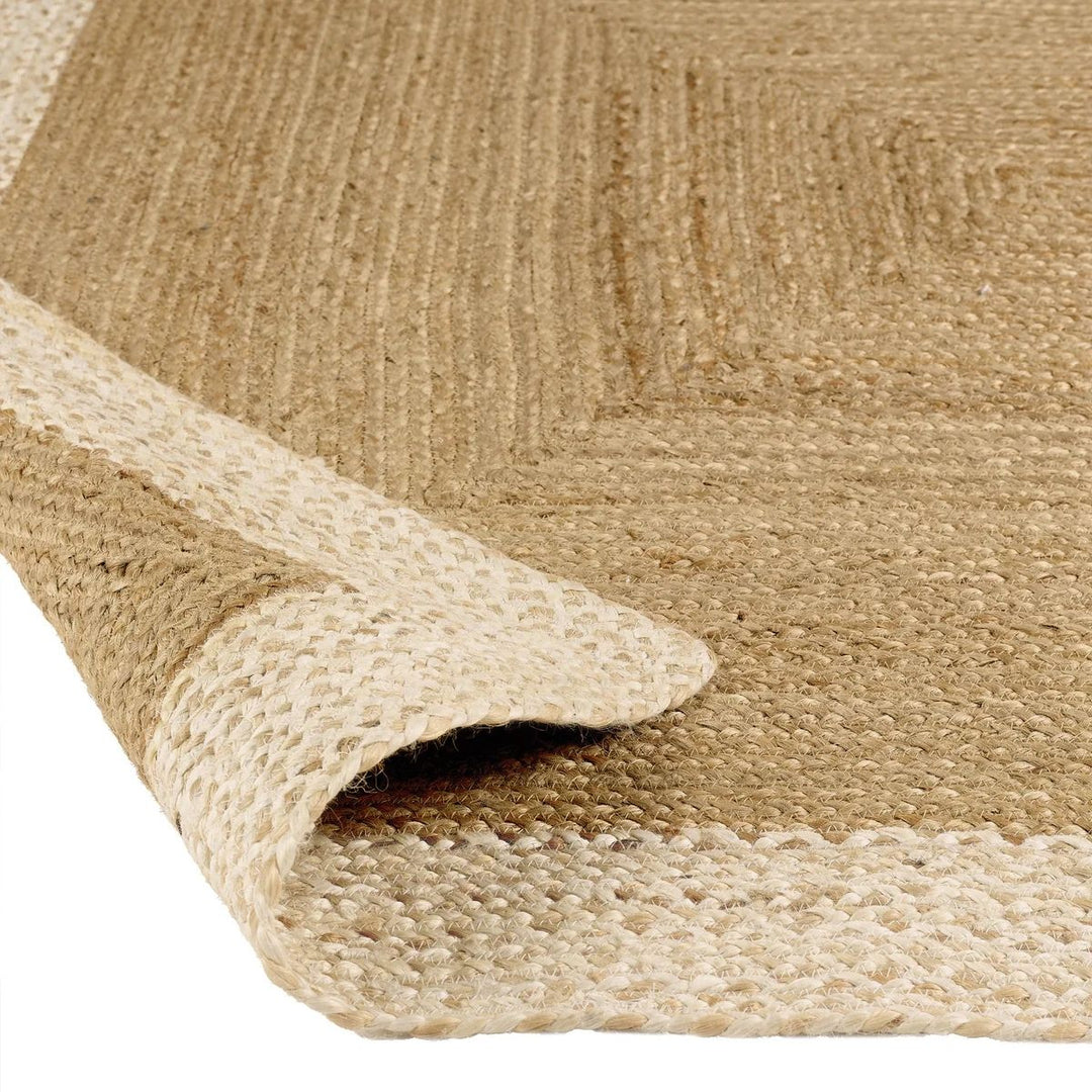 Hand-Braided Jute Rug with Colourful Border
