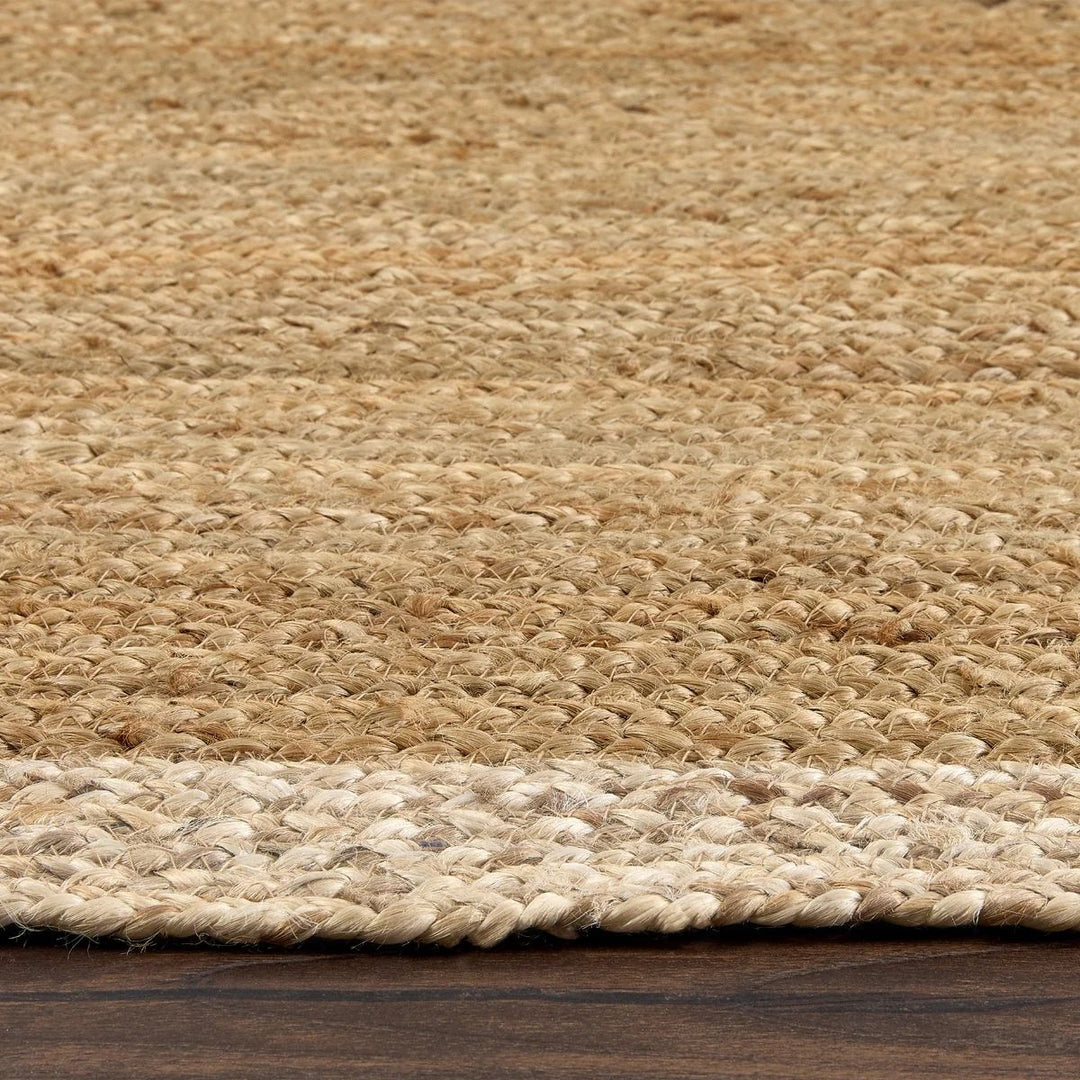 Hand-Braided Jute Rug with Colourful Border