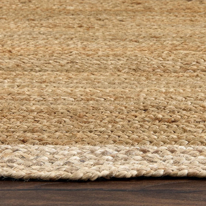 Hand-Braided Jute Rug with Colourful Border