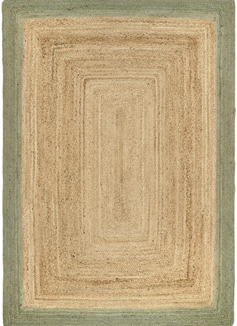 Hand-Braided Jute Rug with Colourful Border