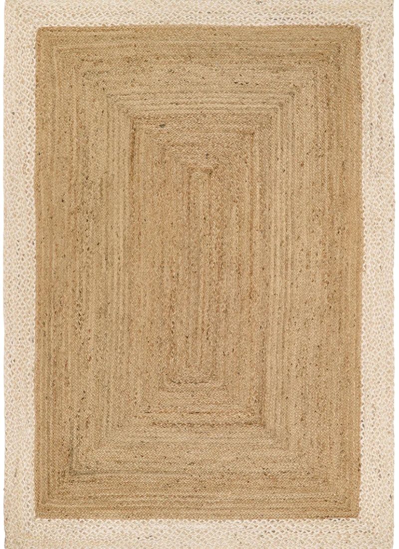 The Rugs Hand-Braided Jute Rug Quality Stylish Cream Border