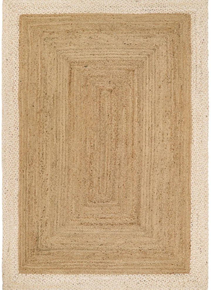 Hand-Braided Jute Rug with Colourful Border