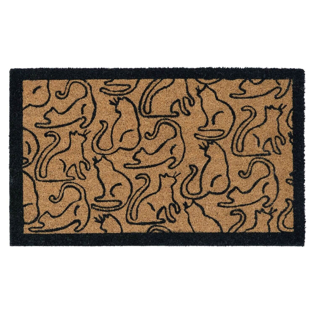 Doormat with cat pattern on a white background