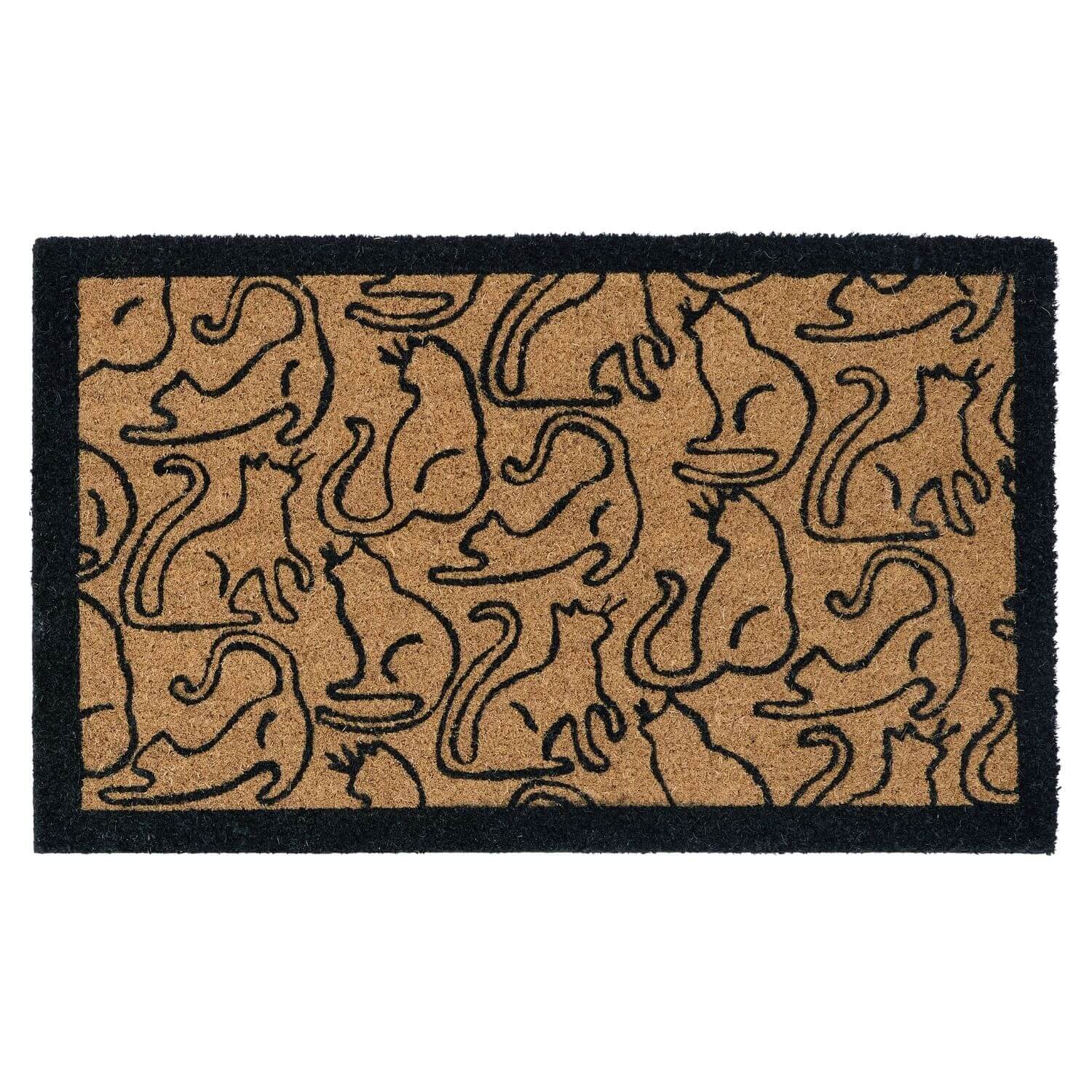Doormat with cat pattern on a white background