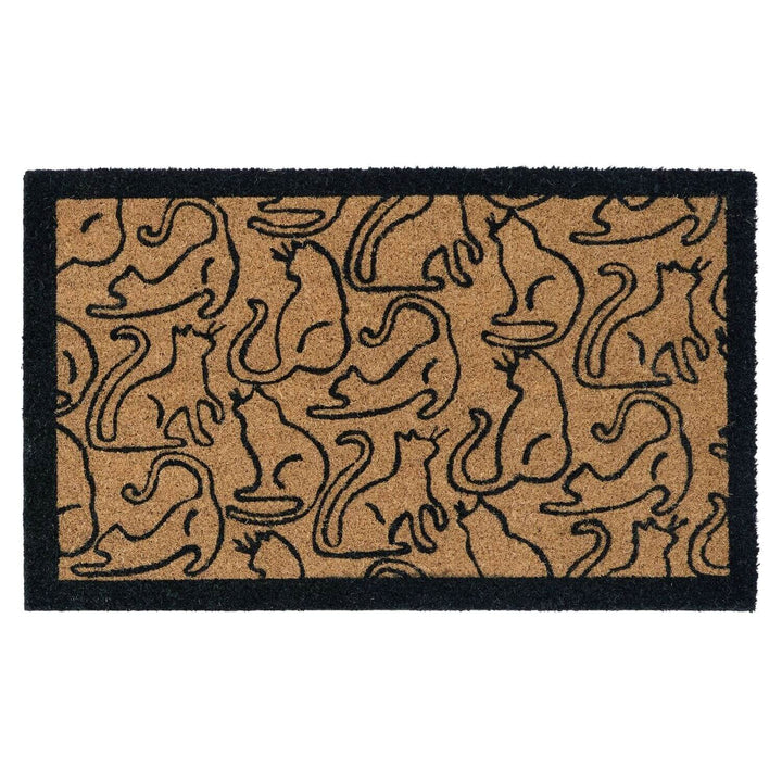 Doormat with cat pattern on a white background