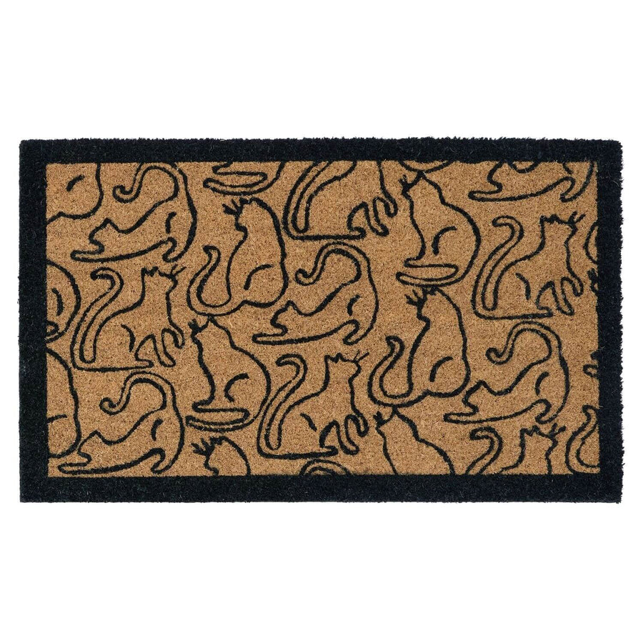 Doormat with cat pattern on a white background