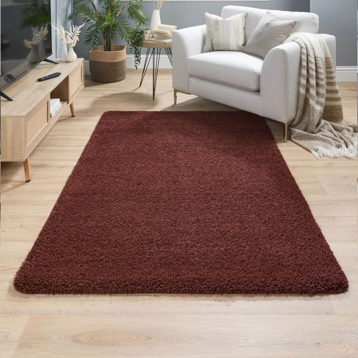 Washable Ox Red Shaggy Rug | Durable & Stain-Resistant