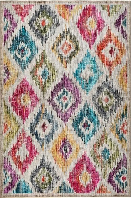 Eco-Washable Multicolour Rug Moroccan Design