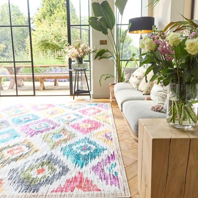 Eco-Washable Multicolour Rug Moroccan Design