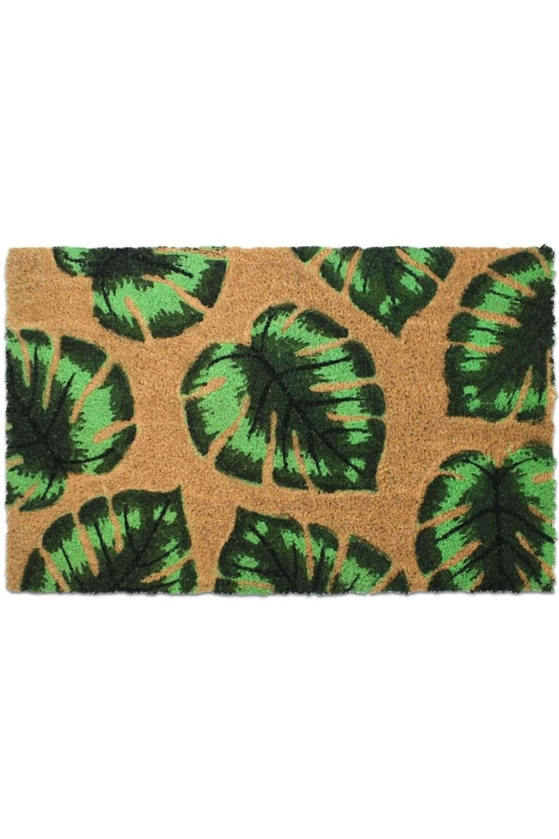 Coir Embossed Leaves Mat 45x75 cm