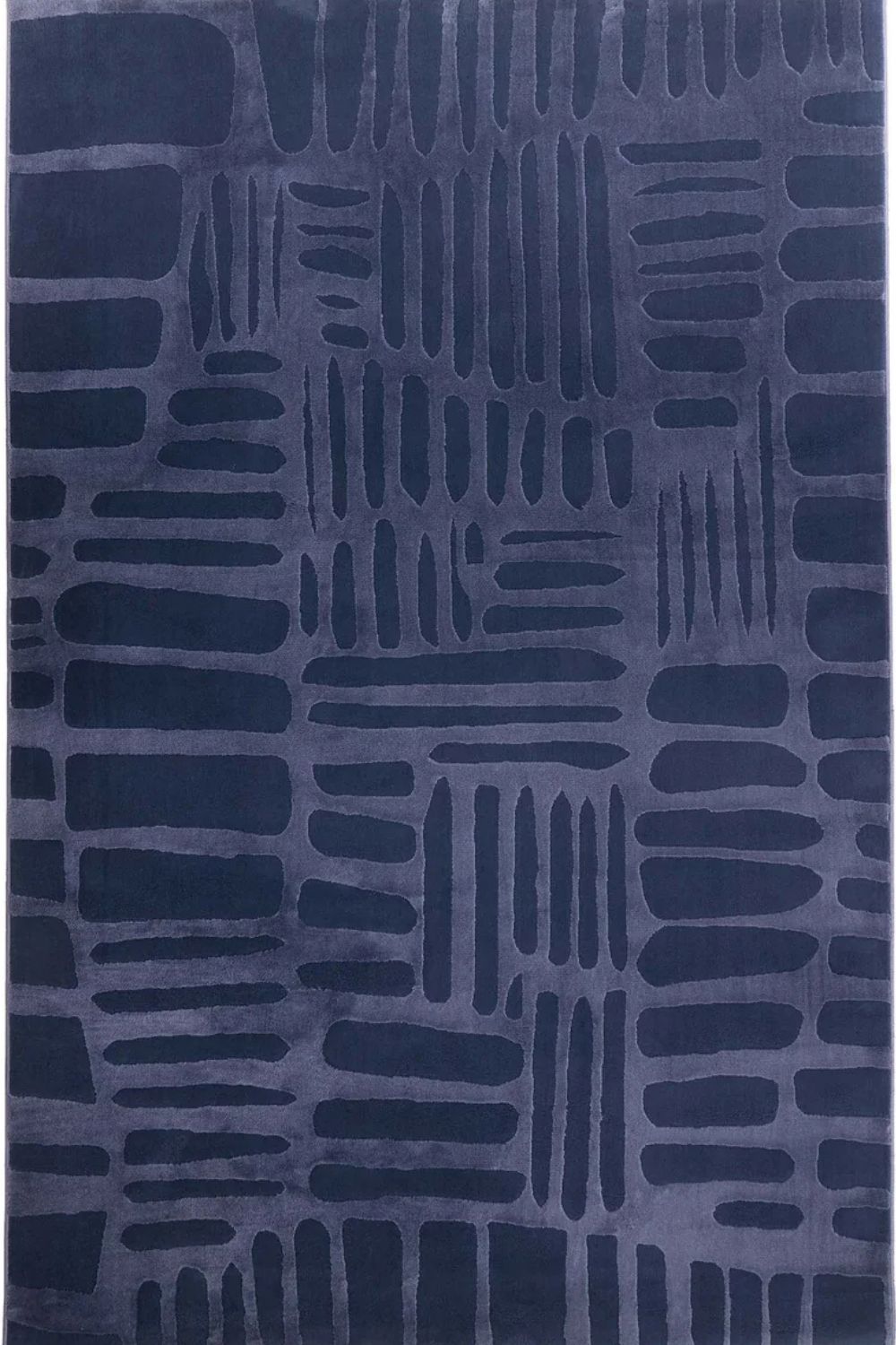 Navy blue textured patterned rug
