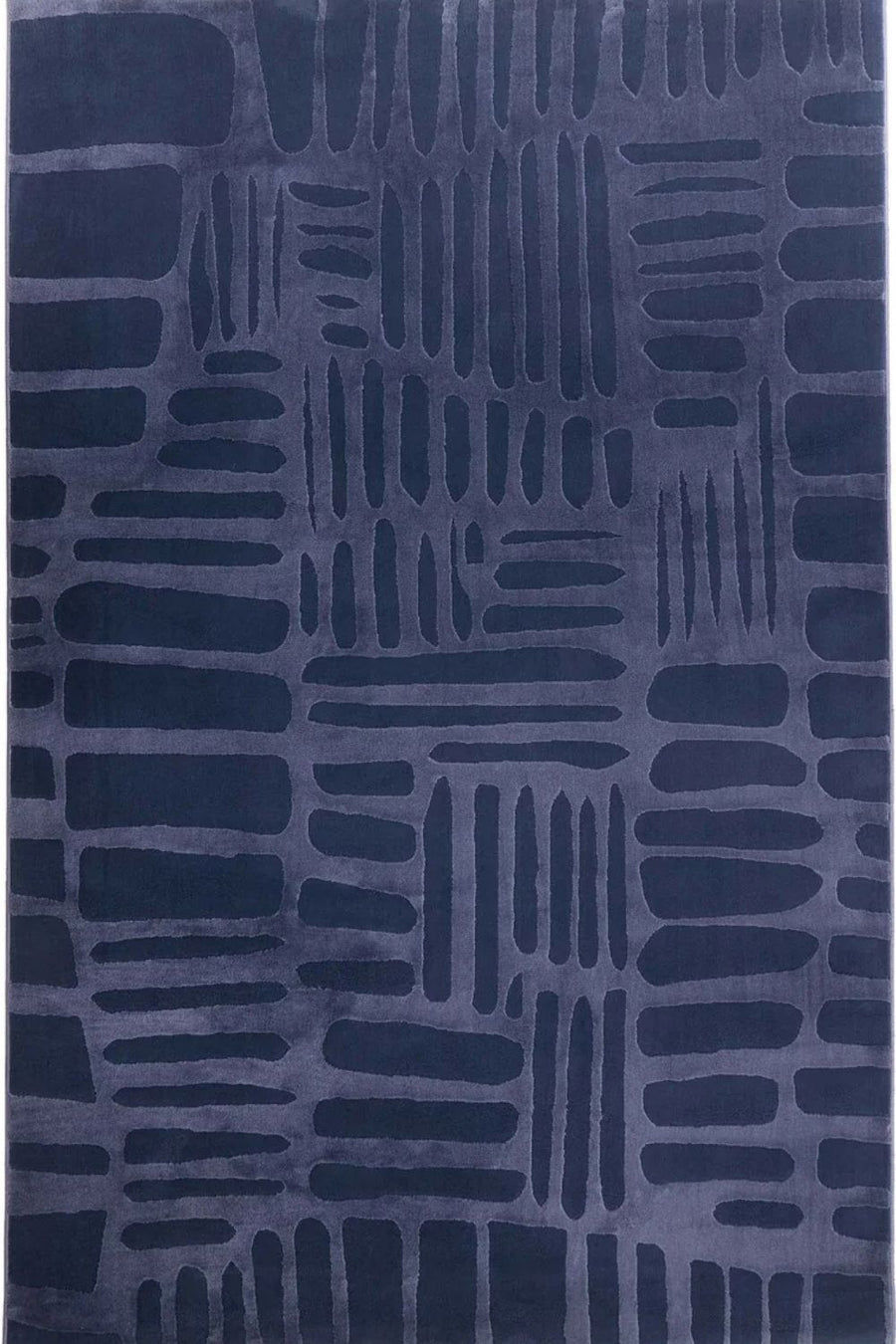 Navy blue textured patterned rug