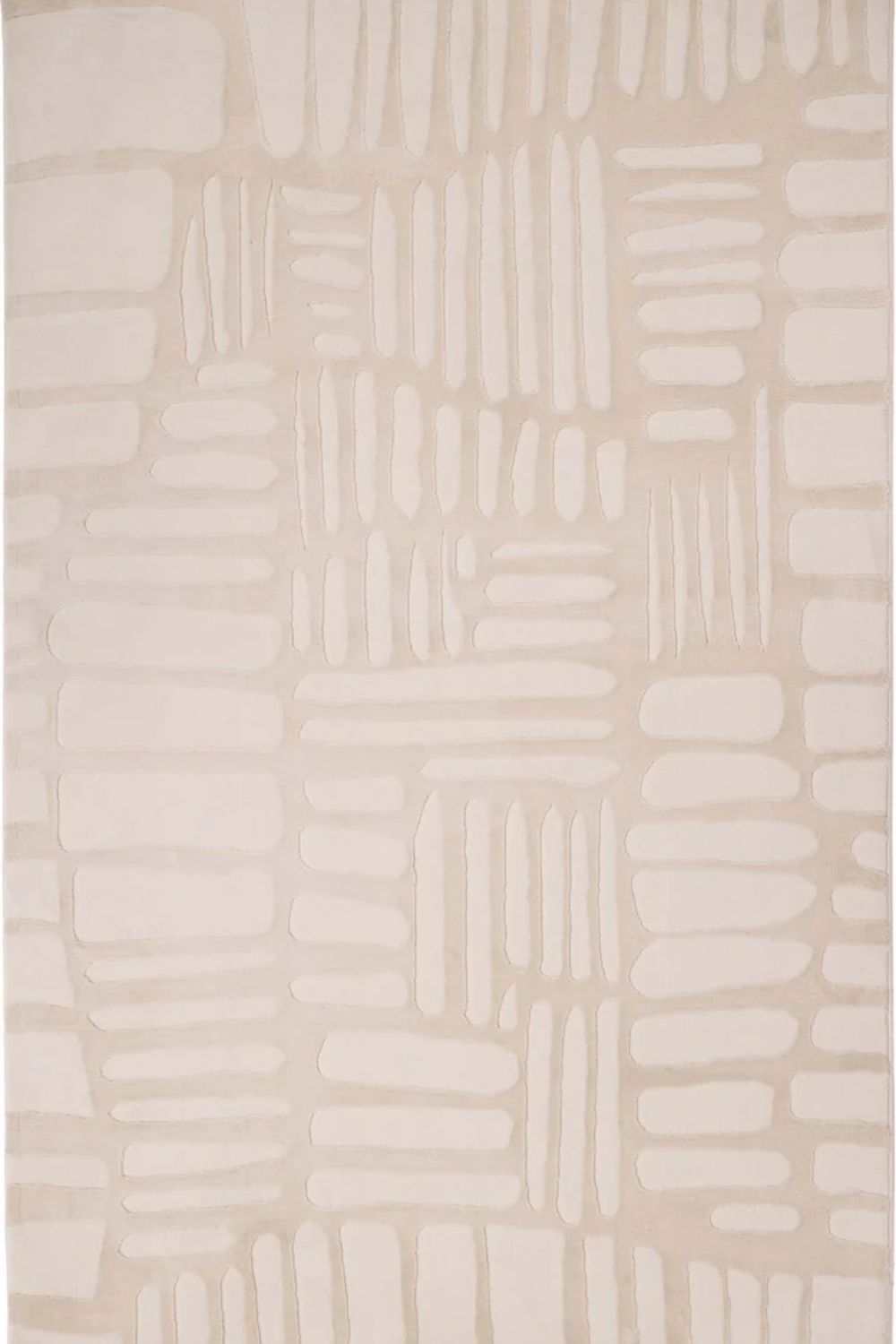 Beige and white geometric patterned rug