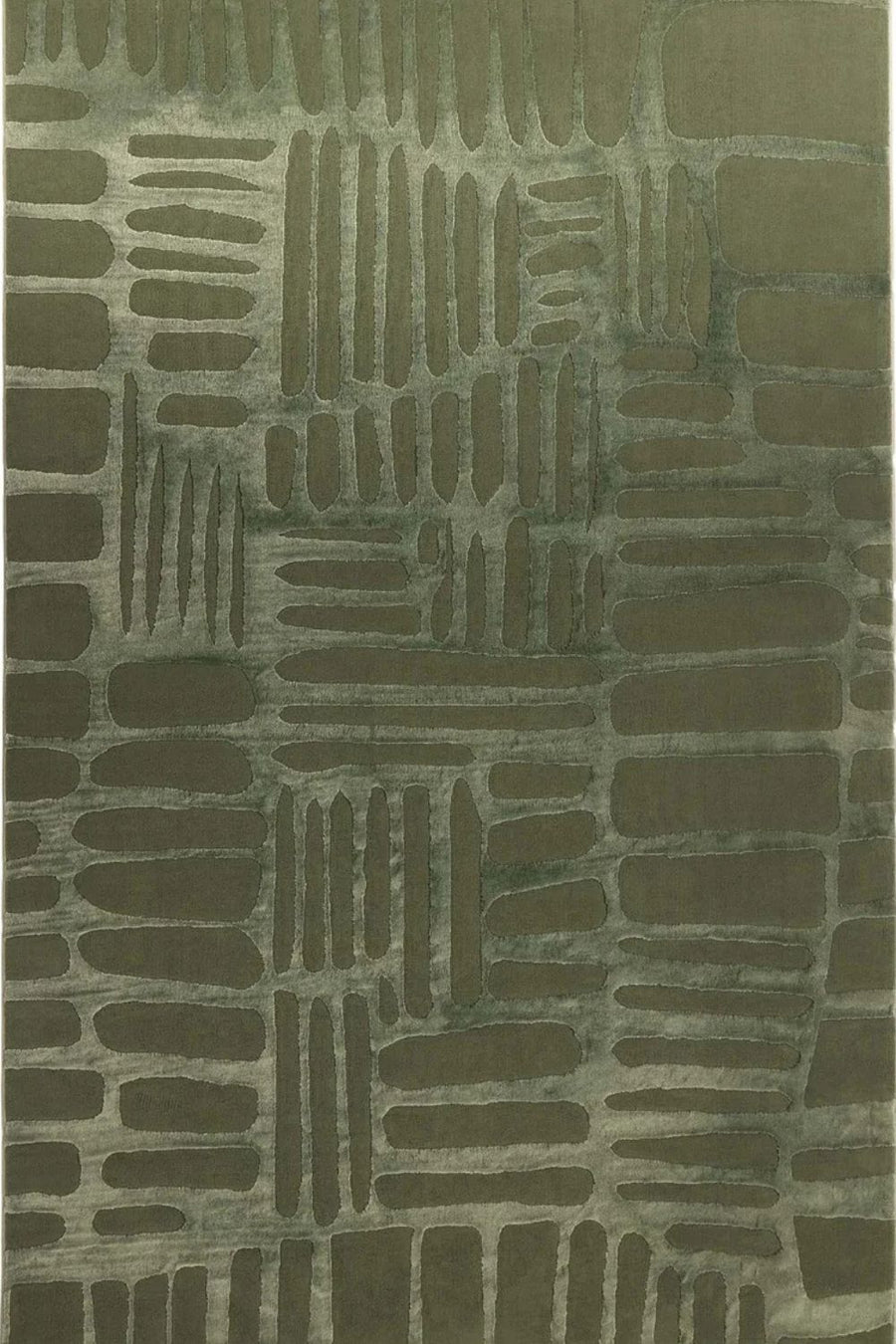 Textured green patterned fabric
