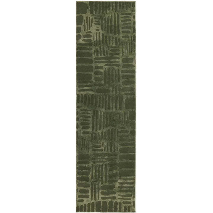 Green patterned rug on a white background