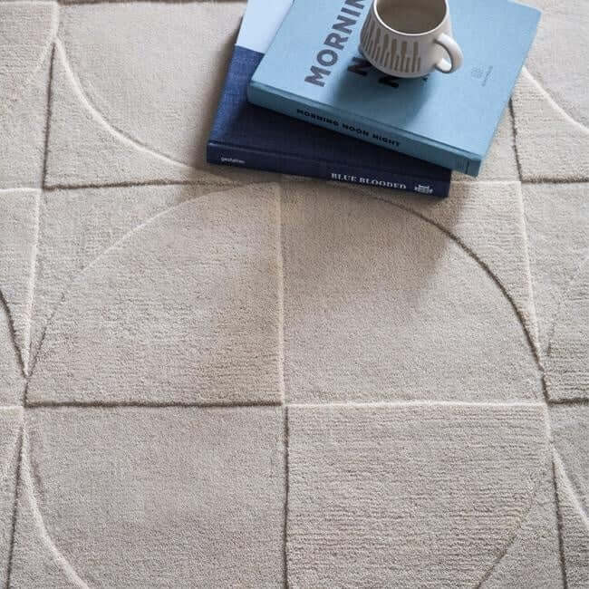 The Rugs Penny Geometric Wool Rug | Purple & Cream |